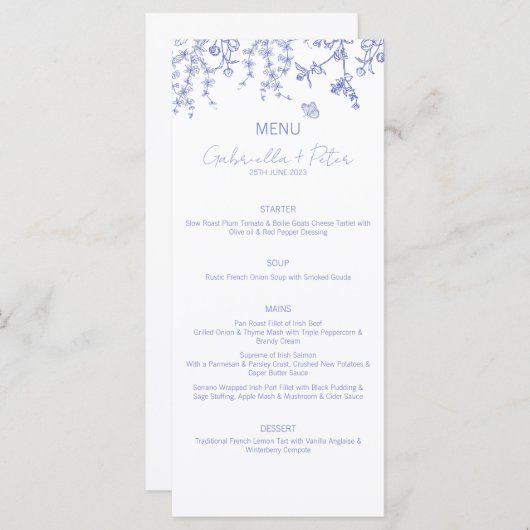 Menu Mariage Blue Chinoiserie (Devant / Derrière)