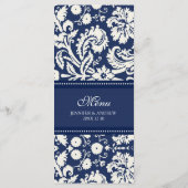 Menu mariage Blue Floral Damask (Dos)