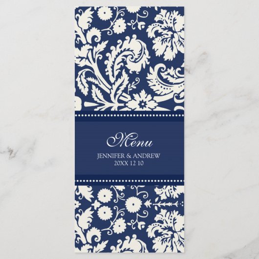 Menu mariage Blue Floral Damask (Dos)