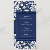 Menu mariage Blue Floral Damask (Devant / Derrière)