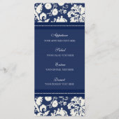 Menu mariage Blue Floral Damask (Devant)