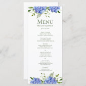 Menu Mariage Blue Hydrangeas (Devant / Derrière)