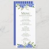 Menu Mariage Blue Hydrangeas (Devant / Derrière)