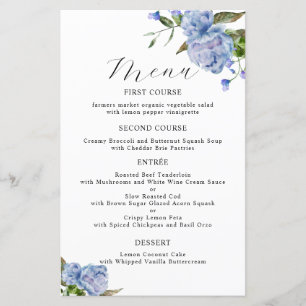 Menu Mariage Blue Peony