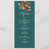 Menu Mariage Bohème Automnal de Teinte Turquoise (Devant)