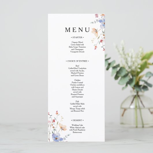 Menu Mariage bohème aux fleurs sauvages (Debout devant)