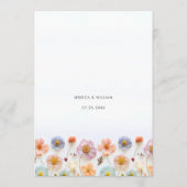 Menu Mariage bohème aux fleurs sauvages rose pastel élé (Dos)