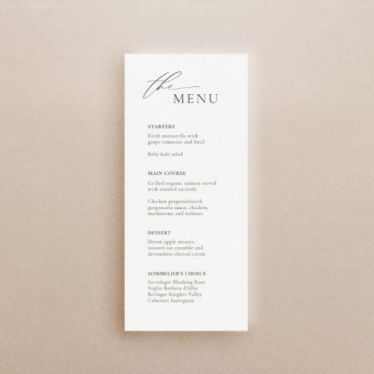 Menu Mariage bohème avec nom d'hôte et script
