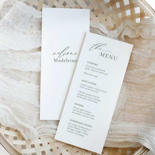 Menu Mariage bohème avec nom d'hôte et script