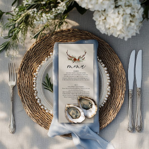 Menu Mariage Bohème Champêtre Floral et Bois de Cerf Ru