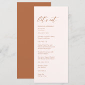Menu Mariage Bohème Crème et Orange Brûlée (Devant / Derrière)