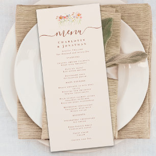 Menu Mariage Bohème d'Automne aux Fleurs Sauvages