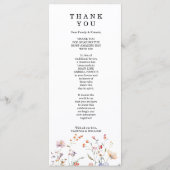 Menu Mariage bohème floral aux fleurs sauvages (Dos)