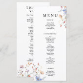 Menu Mariage bohème floral aux fleurs sauvages (Devant / Derrière)