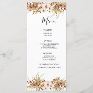 Menu Mariage Bohème Floral Terracotta