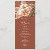 Menu Mariage Bohème Rustique en Terracotta (Devant)