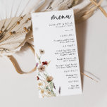 Menu Mariage Boho<br><div class="desc">Ce menu de mariage élégant et élégant présente de magnifiques fleurs sauvages aquarellés peints à la main et disposés comme un joli bouquet parfait pour le printemps,  l'été ou les mariages de automne. Recherchez les éléments correspondants dans la collection de Mariages de Fleur sauvage Boho Blanc.</div>