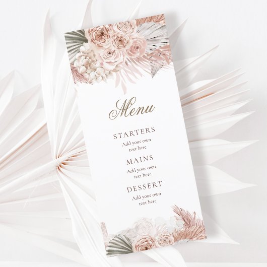 menu mariage boho