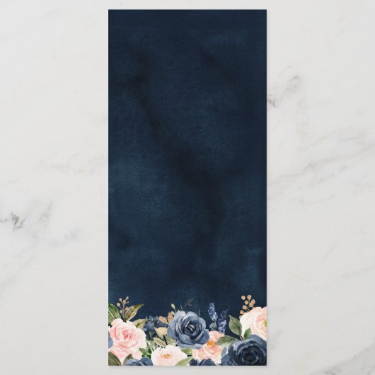 Menu Mariage Boho bleu bleu bleu rose bleu marine (Dos)