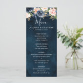 Menu Mariage Boho bleu bleu bleu rose bleu marine (Debout devant)