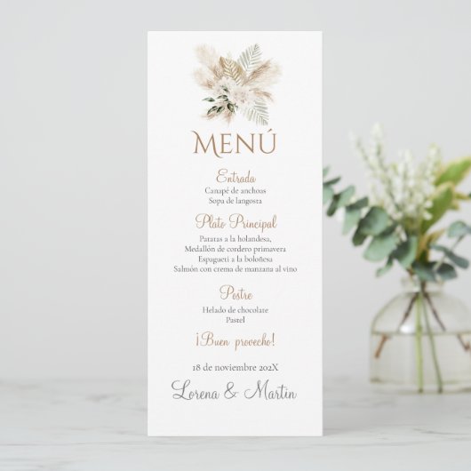 Menu Mariage Boho espagnol (Debout devant)