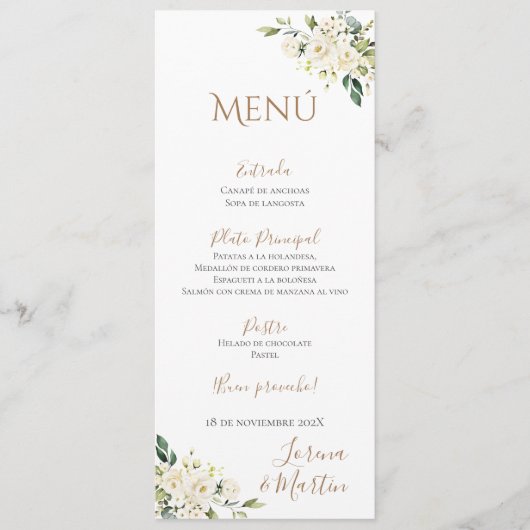Menu Mariage Boho espagnol (Devant)