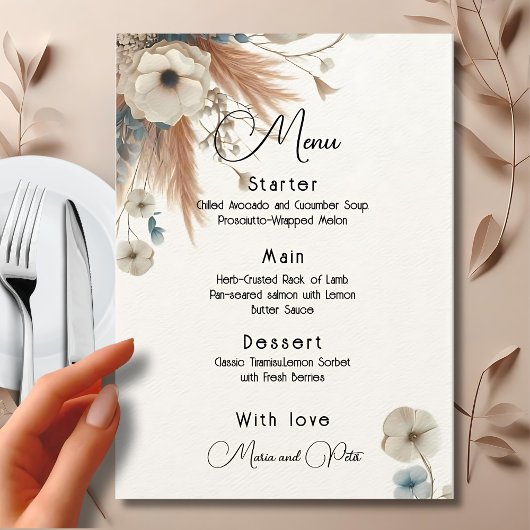 Menu Mariage Boho Fall Flowers