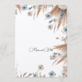 Menu Mariage Boho Fall Flowers (Dos)