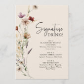 Menu Mariage Boho Fleur sauvage Boissons (Devant)