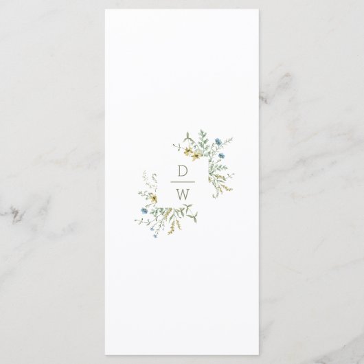 Menu Mariage Boho Fleur sauvage moderne délicieuse (Dos)