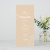 Menu Mariage Boho Floral Blanc Beige Corner (Debout devant)