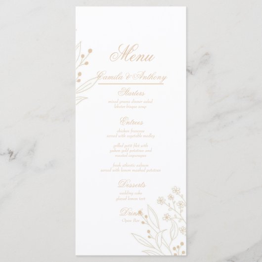 Menu Mariage Boho Floral Corner beige (Devant)