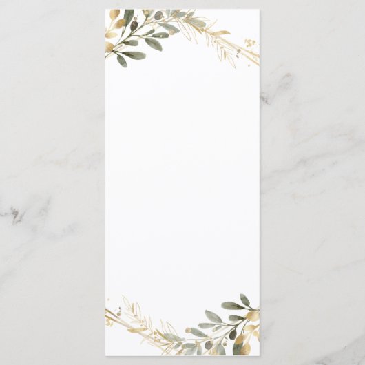 Menu Mariage Boho géométrique vert et or (Dos)