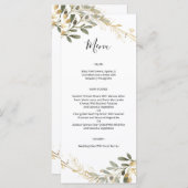 Menu Mariage Boho géométrique vert et or (Devant / Derrière)