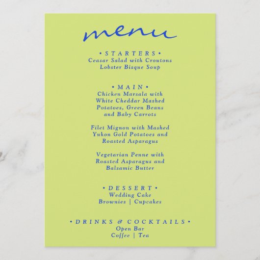 Menu Mariage Boho moderne et brillant de couleur rétro (Devant)
