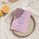 Menu Mariage Boho moderne et brillant de couleur rétro<br><div class="desc">Un menu de dîner mariage moderne et coloré rétro et moderne. Ce qui présente le design modèle chic de boho vintage rose pâle arrière - plan et la typographie bleue et menu écrit à la main en bleu. Et un arrière - plan vert verdoyant. Parfait et assorti à toute la...</div>