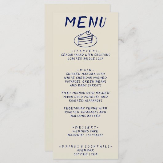 Menu Mariage Boho moderne rétro Gras (Devant / Derrière)