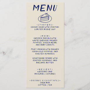 Menu Mariage Boho moderne rétro Gras