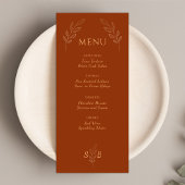 Menu Mariage Boho Monogram Monogram Orange