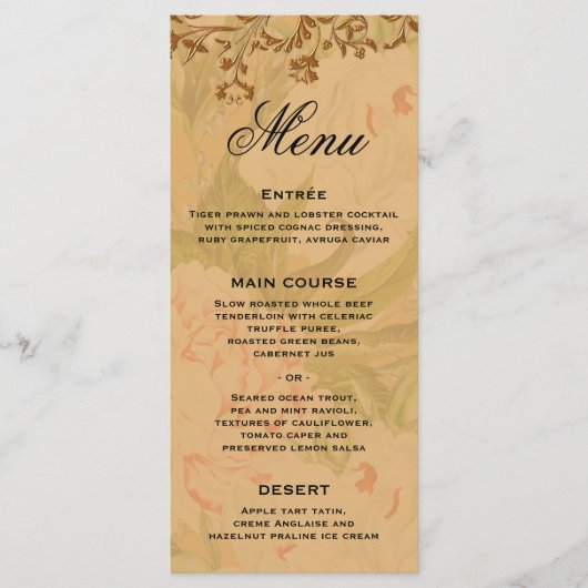 Menu Mariage Boho or et feuille d'or Harvest (Devant)