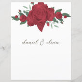 Menu Mariage Boho Roses rouges (Dos)
