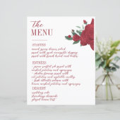 Menu Mariage Boho Roses rouges (Debout devant)