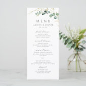 Menu Mariage boho rustique eucalyptus vert (Debout devant)