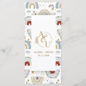 Menu Mariage Boho Terracotta Rainbows (Dos)