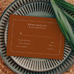 Menu Mariage Boho Terracotta simple Choix RSVP<br><div class="desc">Ce Simple Boho Terracotta Mariage Menu Choice RSVP design présente une palette sophistiquée d'ivoire neutre associée à de magnifiques mélanges et assortis d'options de terre cuite rouille, vert sauge et prune. L'élégance sobre de la typographie simple et des arches douces crée une esthétique apaisante et polie avec un style minimaliste...</div>