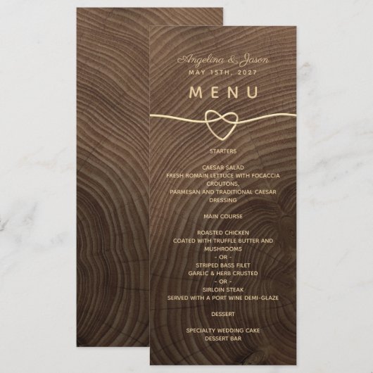 Menu Mariage bois (Devant / Derrière)