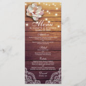 Menu mariage Bois rustique Floral String Lights (Devant)