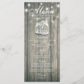 Menu mariage Bois rustique & Mason Jar String Ligh (Devant)