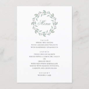 Menu Mariage botanique à la menthe. Élégant feuillage s