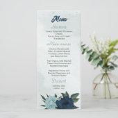 Menu Mariage botanique bleu et bleu marine (Debout devant)